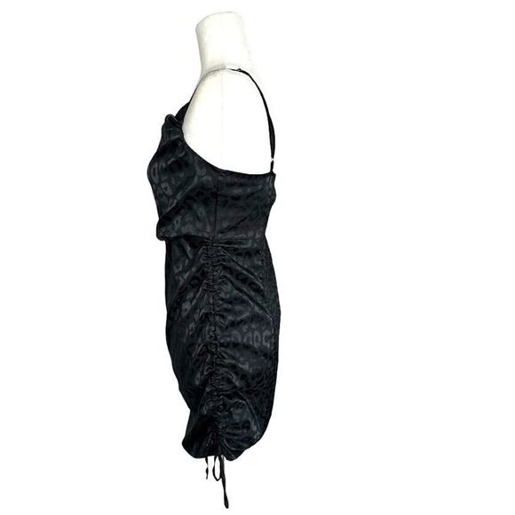 Wild Fable Women's Size Medium Black Satin Sleeveless Leopard Side Bodycon Dress - Picture 6 of 9